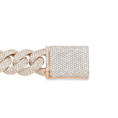 10k Rose Gold Solid 21mm Diamond Pave Cuban 79 ctw